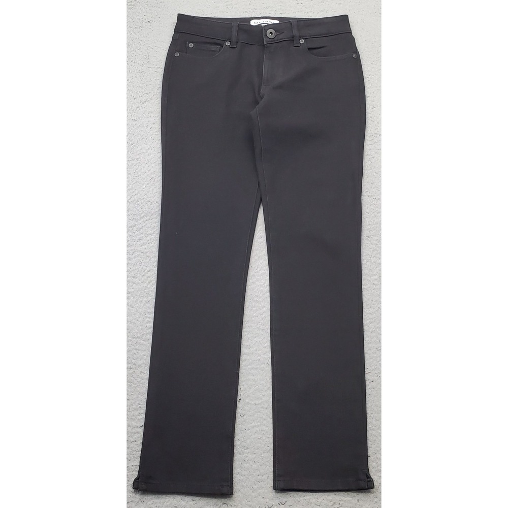 DL1961 Angel Straight Jeans Womens 27 Black Denim Ankle Slit Cigarette Dark Wash